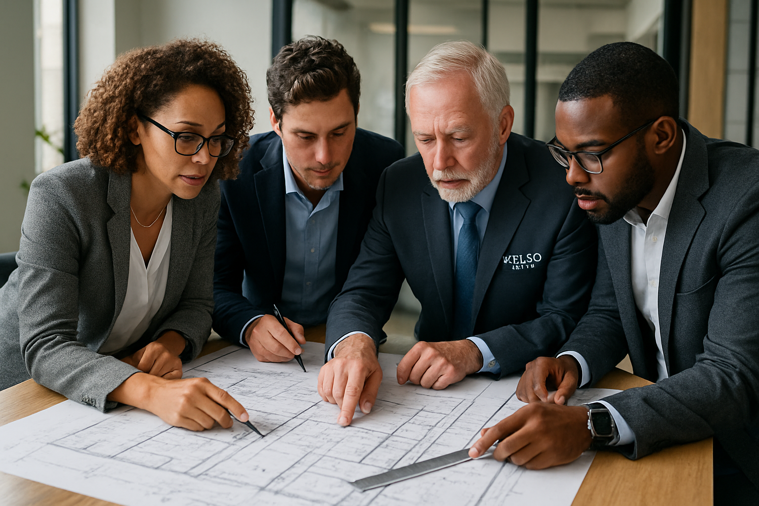 Kelso Capital team collaborating on building plans