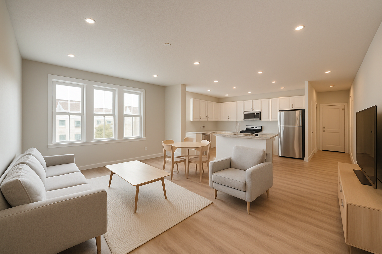 Spacious interior of a multifamily unit